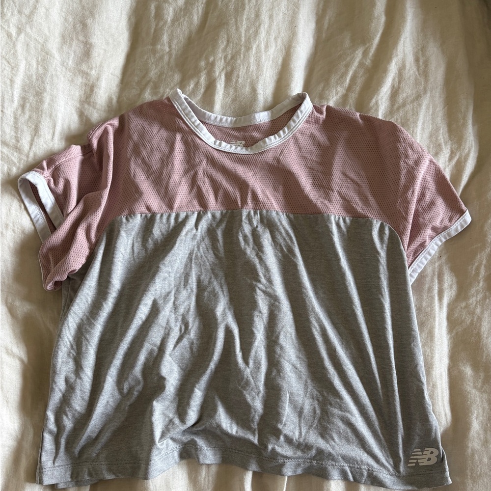 New Balance Two-Tone Pink and Gray Crop Top